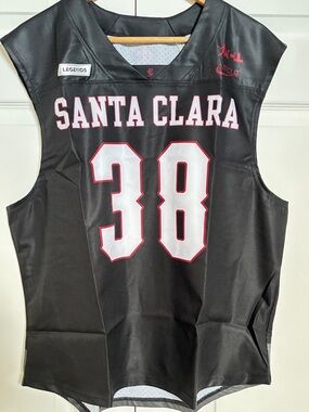 Santa Clara Lacrosse Jersey Men Black Sleeveless L XL New Multiple Numbers